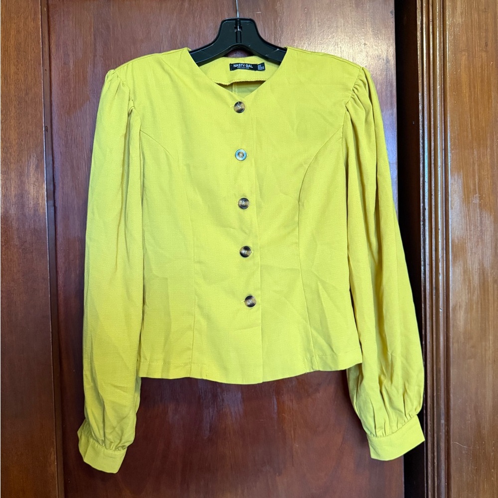 Nasty Gal Yellow Button-Up Blouse